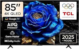 85T6C Television 85 Inch Smart TV 4K QLED Colorful Quantum Crystal HDR 10+ Gaming Google TV, ONKYO 2.1 Hi-Fi, Dolby Atmos, DTS Virtual X, MEMC, Voice Control, Game Master, Slim Design (2025 Model)