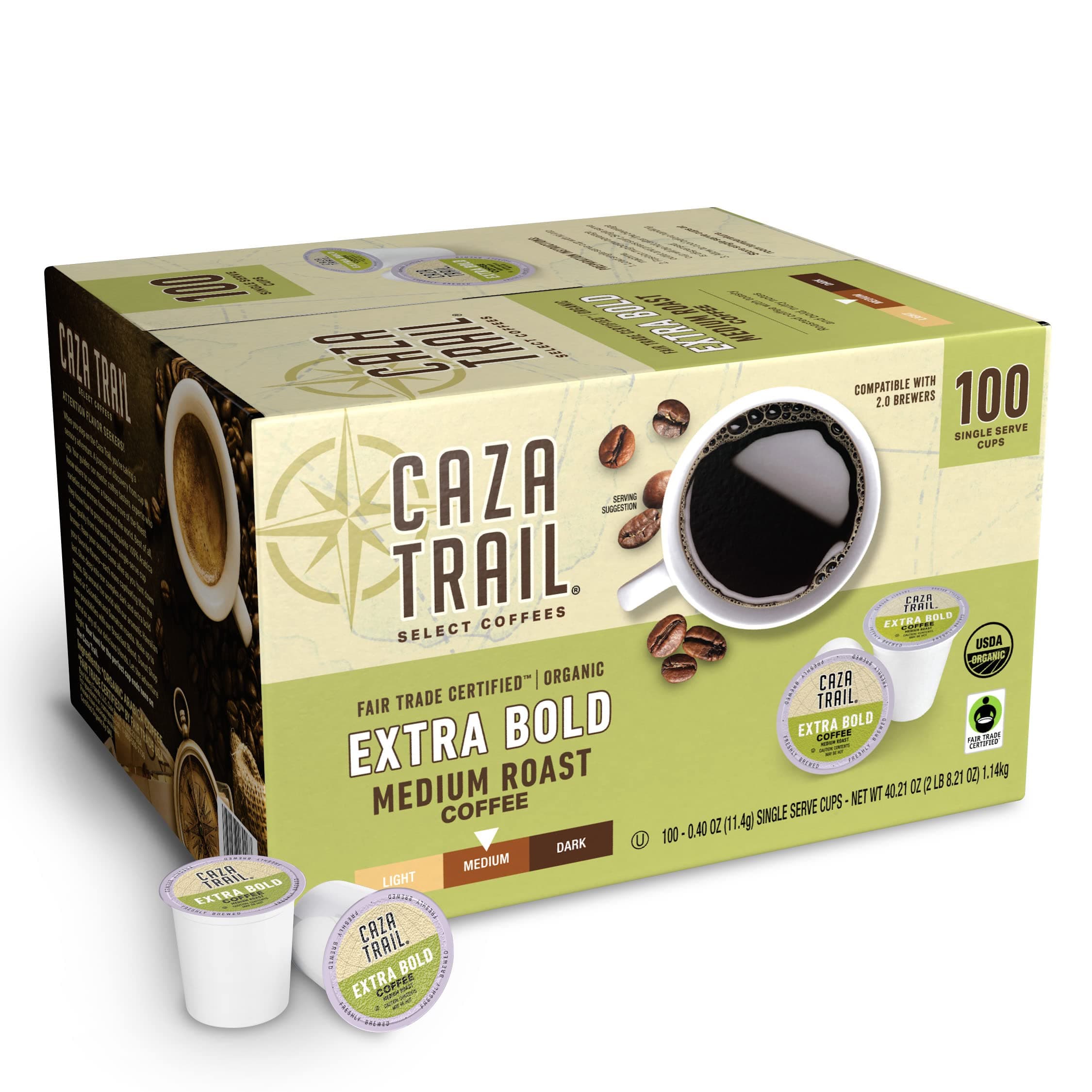 - Coffee, Organic Extra Bold Medium Roast, 100 Single Serve Cups