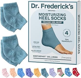 Dr. Frederick’s Original Moisturizing Fuzzy Heel Socks - Cozy Gel-Lined Socks for Dry Cracked Heels - 2 Pairs - Overnight Foot Care with Olive Oil, Vitamin E - Gifts for Women & Men - Teal Tranquility