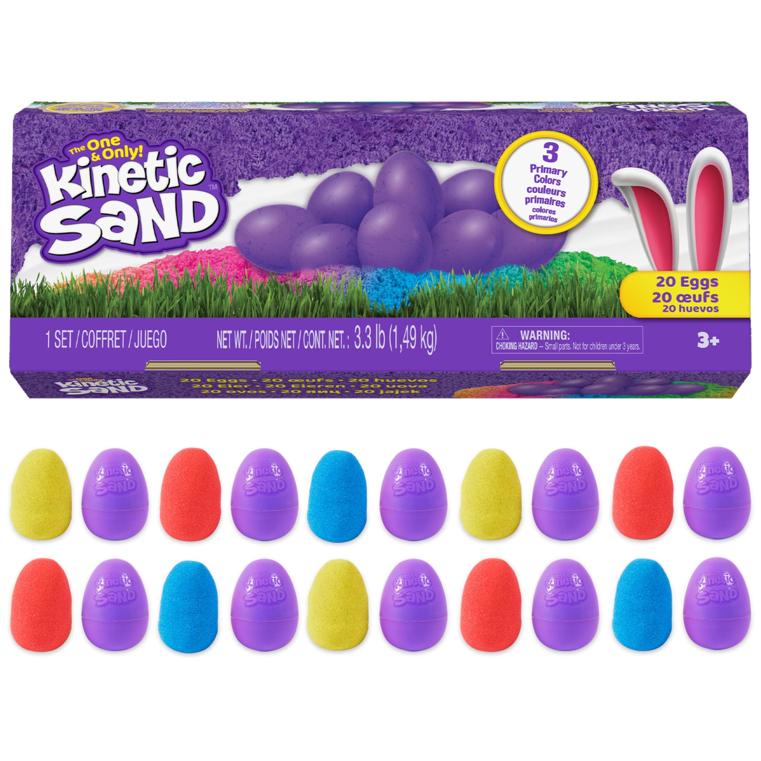 20-Pack Eggs with Red, Yellow, and Blue Play Sand, Goodie Bag Toys, Sensory Toys for Kids