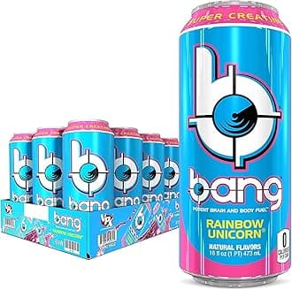 Bang Energy Rainbow Unicorn, Sugar-Free Energy Drink, 16 Fl Oz (Pack of 12) - Packaging May Vary