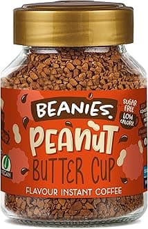 Beanies Flavour Instant Coffee -Peanut Butter Cup Instant Flavored Coffee - Bold & Adventurous Full-On Flavor - An Indulgent Sugar Free Taste Explosion - Low Calorie - Vegan & Gluten Free - Wheat & Dairy Free, 50g jar