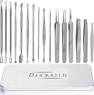 16 Pcs Blackhead Remover Tools 410 Grade Stainless Steel | Pimple Popper Tool Kit | Stainless Steel Professional Pimple Extractor Tool Kit for Blackheads, Comdone, Acne, Zit, and Whiteheads