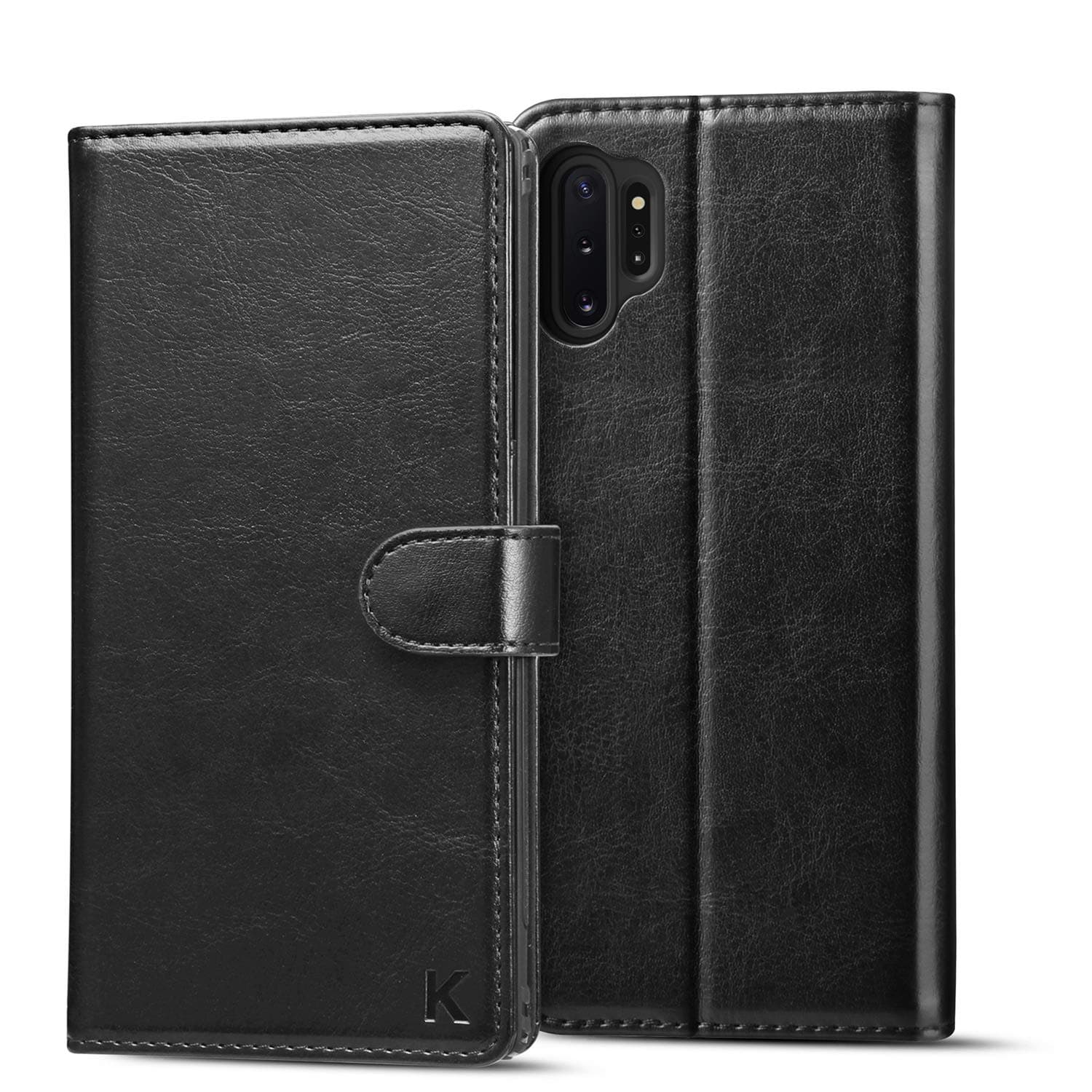 KILINO Galaxy Note 10 Plus 5G Wallet Case [S-Pen Fully Compatible][PU Leather + TPU][RFID Blocking][Shock-Absorbent Bumper][Card Slots][Kickstand] Flip Folio Cover for Samsung Galaxy Note10+ 5G(Black)