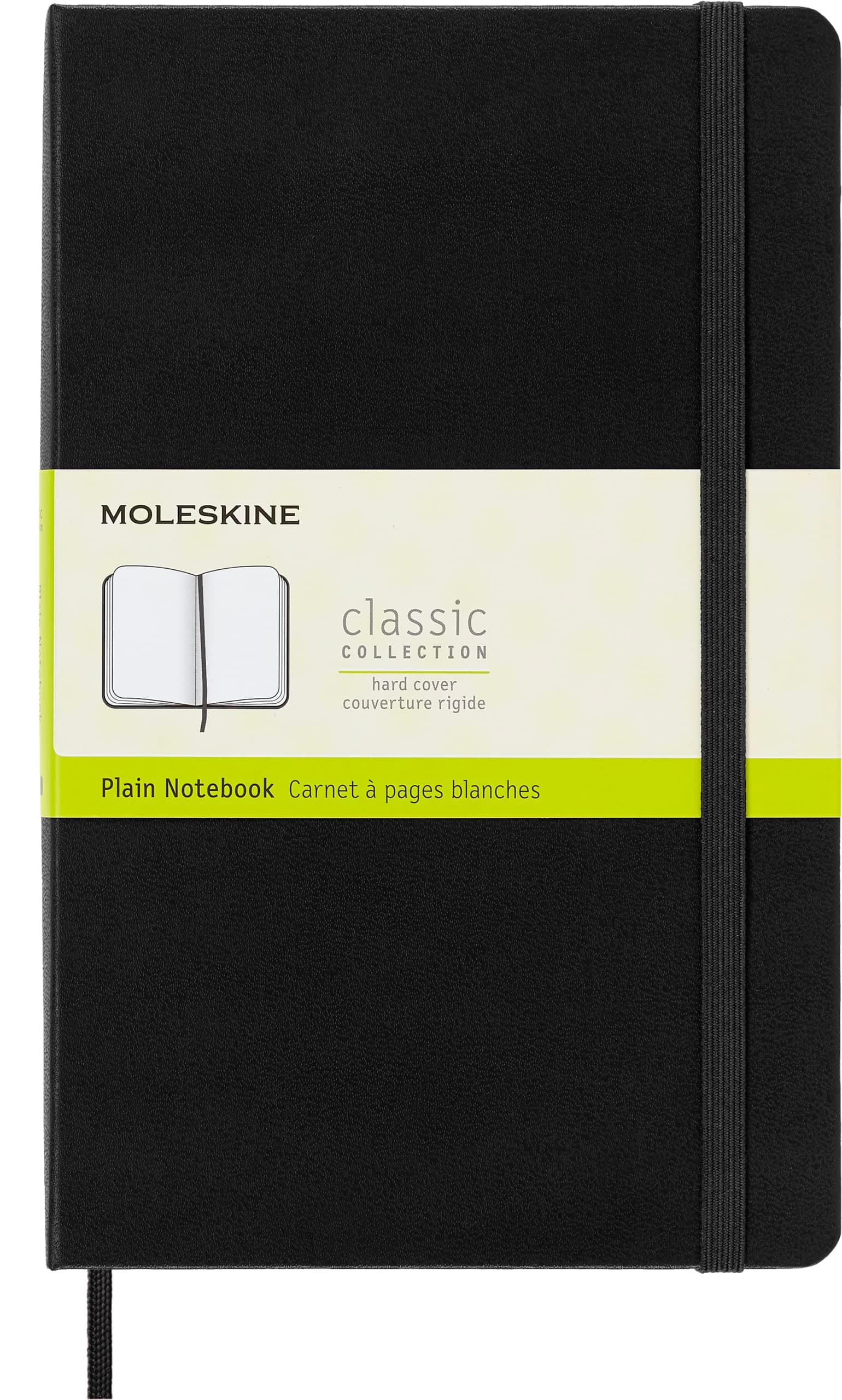 Moleskine Classic Notebook, Notebook With Plain Pages, Hard Cover and Elastic Closure, Black, Large, 13 x 21 cm, 240 Pages