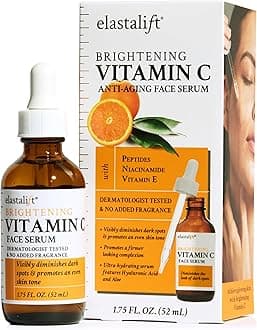 Bonus size 1.75 fl oz Elastalift Vitamin C Serum for Age Spots, Wrinkles, Expression Lines. Anti-Aging Serum w/Vitamin C & Hyaluronic Acid brightens skin & helps promote a healthier skin complexion