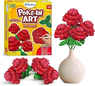 Skillmatics Poke-in Art - Rose Bouquet, DIY Wood Craft Kit, Mother’s Day Gift, Mess-Free Creative Play for Girls and Boys Ages 4, 5, 6, 7, 8, 9, 10, 11, 12, Fine Motor Skills