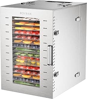 Commercial Dehydrator, Food Dehydrator 16 Tray Fruit Meat Herb Dehydrator Adjustable Timer, Temperature Control, Overheat Protection (67