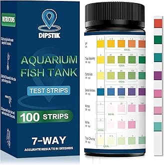Aquarium Test Strips, 7-Way Freshwater Saltwater Fish Tank Pond Test Kit, 100 Strips, Nitrate, Nitrite, Chlorine, Hardness, Alkalinity, Carbonate, pH