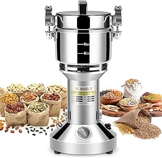 INSELY Grain Mill Grinder High Speed Food Grain Mill Stainless Steel Seeds Fl...