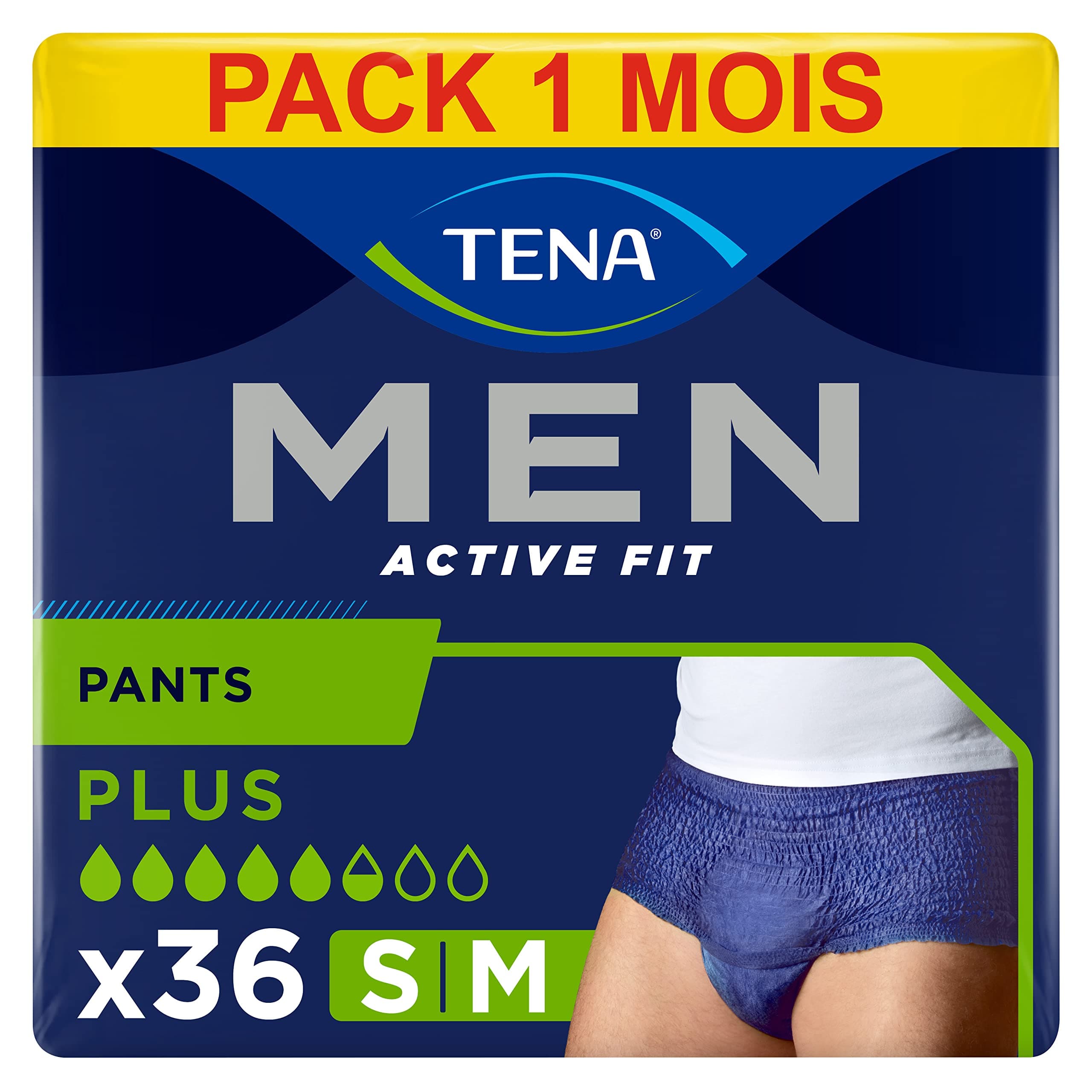 Tena Men Active Fit Pants Plus Size S/M - 4 Packs of 9
