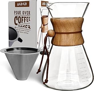 AGOGO Pour Over Coffeemaker Set Classic Series with Filter 10 Cup Slim Shape