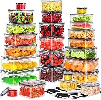 52 PCS Food Storage Containers with Lids Airtight (26 Containers & 26 Lids), Plastic Storage Meal Prep Container-Stackable 100% Leakproof & BPA-Free Organization and Storage Set, Lunch Containers