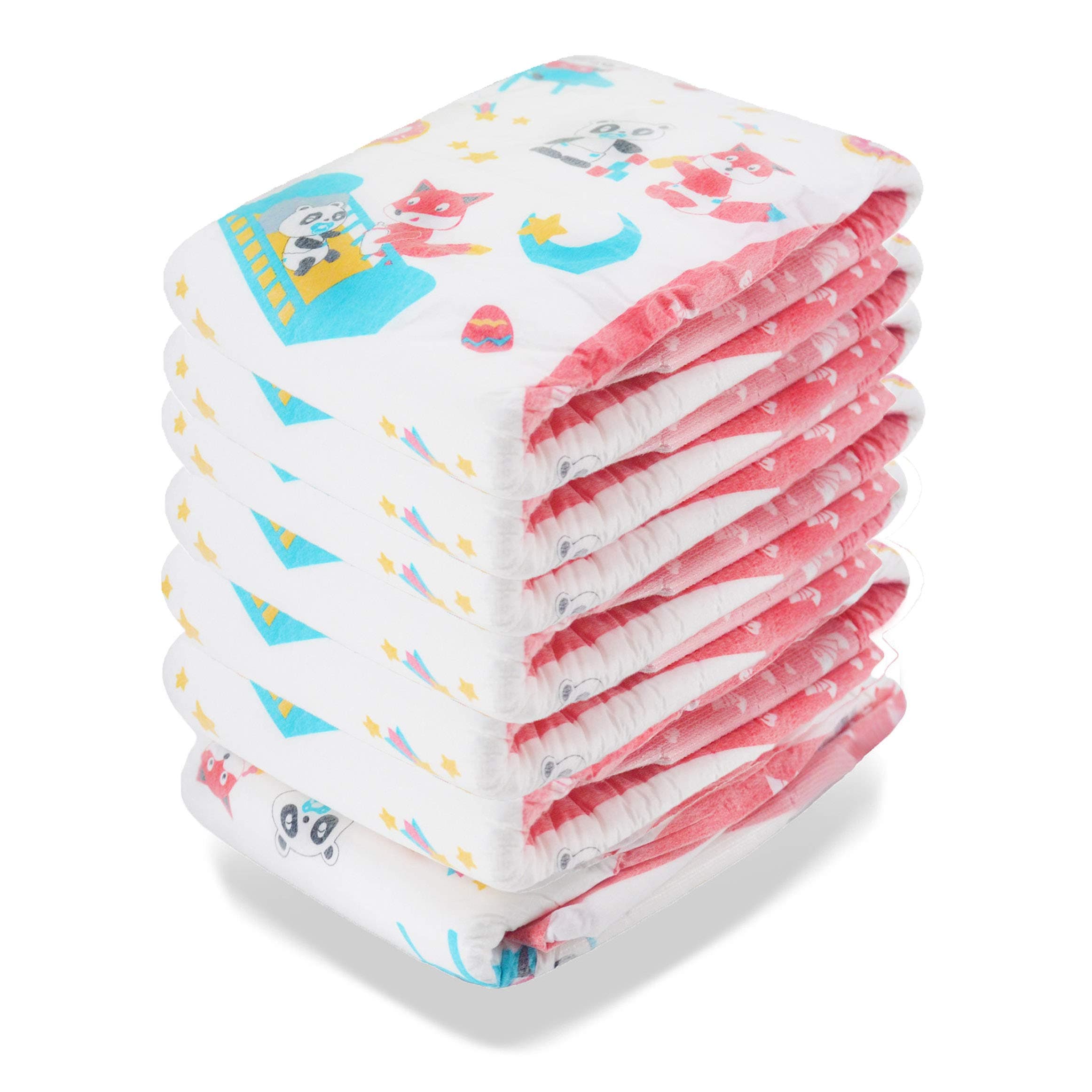 Baby Printed Diaper 7 Pieces（Red）