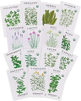 Certified Organic Herb Seeds (15-Pack) – Non GMO, Heirloom – Seed Starting Video