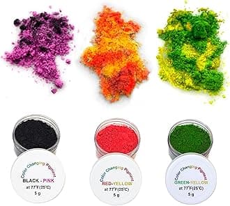 Heat Sensitive Thermochromic Color Changing Powder Pigment Multicolor Pack Changing at 77F/25C Perfect for Color Changing Slime Tumblers Science Experiments Resin Jewelry T-Shirts Shoes Nail Art