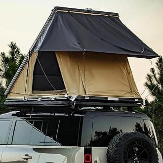 - Rooftop Tent, Hardshell Roof Top for 2-4 Person, with Aluminum Telescopic Ladder, LED Strip Light