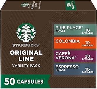 by Nespresso, Intense Variety Pack (50-count single serve capsules, 10 of each flavor, compatible with Nespresso Original Line System)