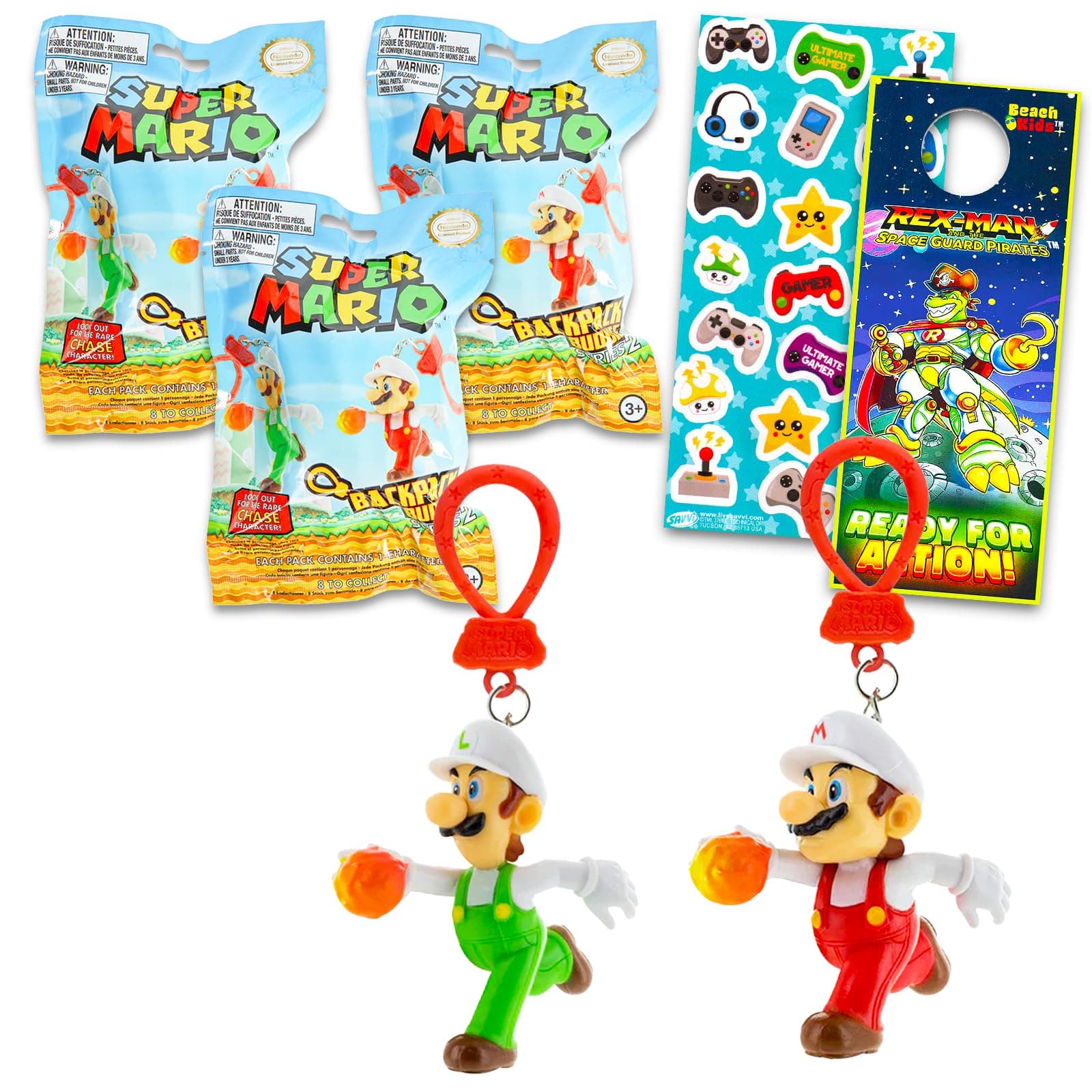 3 Pack Blind Bags Party Favors - Bundle with 3 Backpack Buddies Hangers Surprise Keychain Mystery Figures and More Bag Clips for Kids Boys Girls