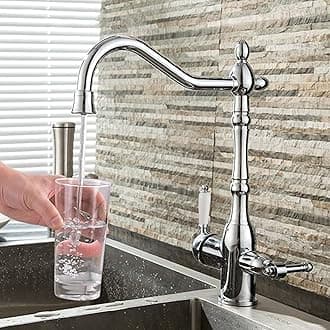 Aylesbury, KT081, Chrome, Kitchen Sink Mixer & Filter Tap, Traditional 3 in 1 Water Filter Purifier Tap, Solid Brass, Victorian Style, Easy to Install, 1-Year Guarantee