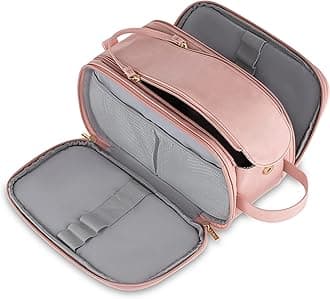 Toiletry Bag for Men, Large Travel Shaving Dopp Kit Water-resistant Bathroom Toiletries Organizer PU Leather Cosmetic Bags