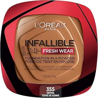 L’Oréal Paris (355 Sienna) - L'Oreal Infallible Fresh Wear Foundation in a Powder, Up to 24H Wear, 355 Sienna, 9ml