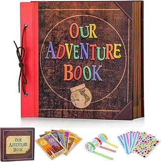 Our Adventure Book 12x12 Inch,Scrapbook Album Large Handmade Travel Scrapbook 60 Pages DIY Album for Anniversary,Wedding,Travelling,Writing,Baby,Friends,Family,Couple Gifts (Our Adventure Book)