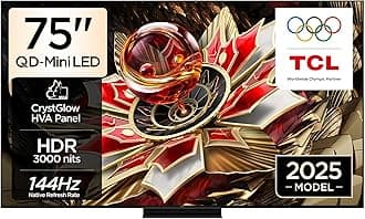 – 75Q7C Television 75 Inch Smart TV 4K QD-Mini LED Colorful Quantum Crystal HDR 3000nits Gaming Google TV, 144Hz Native Refresh Rate, Audio by Bang & Olufsen, Dolby Atmos, Game Master (2025 Model)