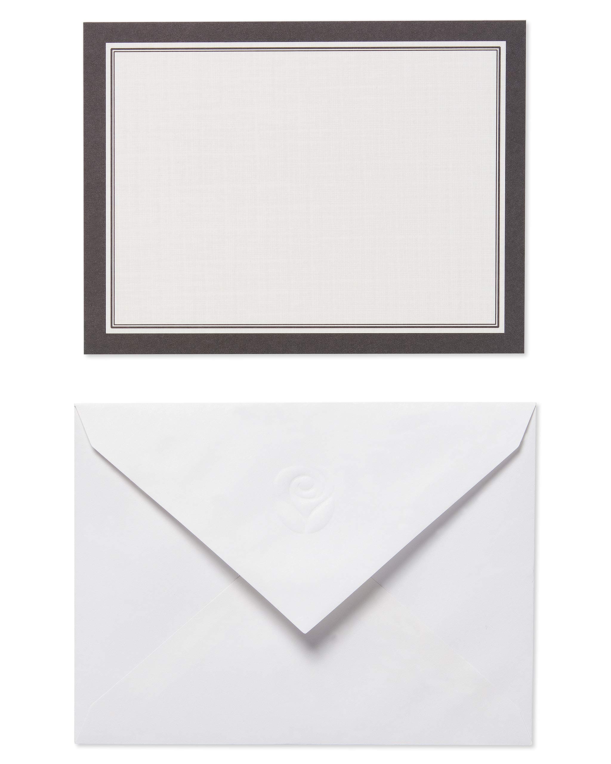 American Greetings Single Panel Blank Cards with Envelopes, Ivory with Black Border (40-Count)