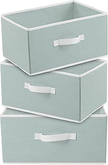 Kuber Industries Foldable Boxes For Storage (Pack of 3) - Multipurpose Storage Organizer For Clothes | Wardrobe | Closet | Toys | Books | Home - Undergarment Organizer Basket With Handle (Light Grey)