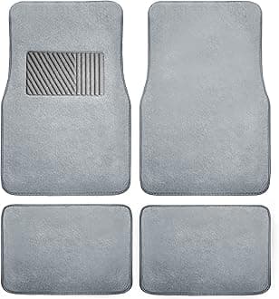 FH Group Car Floor Mats - Carpet Floor Mats for Cars, Universal Fit Automotive Floor Mats, All Purpose Car Floor Mats, Carpet Protector Mat for Most Sedan, SUV, Truck Floor Mats 4 pc Gray