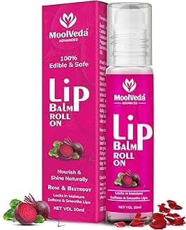 - Lip Balm Roll on with beetroot rose & 100% edible ingredients & no chemicals, 10ml