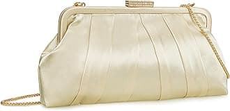 Classic Pleated Satin Clutch Bag Diamante Embellished Formal Handbag for Wedding/Prom/Black-Tie Events