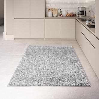 homeart Area Rug - Super Soft Shaggy Rugs For The Living Rooms, Bedrooms And Kitchen - Modern, Easy To Clean Carpet - 60x110 cm, Silver Grey