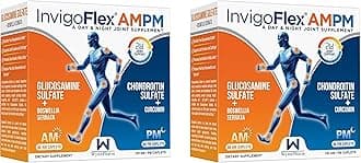 INVIGOFLEX Glucosamine & Chondroitin Sulfate - Turmeric Curcumin - Boswellia Serrata (Non GMO) 24 - Hour Premium Joint Supplement AMPM - 2 Pack