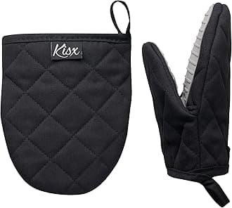 Oven Mitts Heat Resistant – (Black Color) Mini Oven Mitts, Silicone Gloves Heat Resistant, Kitchen Gloves for Cooking, Silicone Oven Mitts & Pot Holders Sets, Kitchen Pot Holders & Oven Mitts Sets