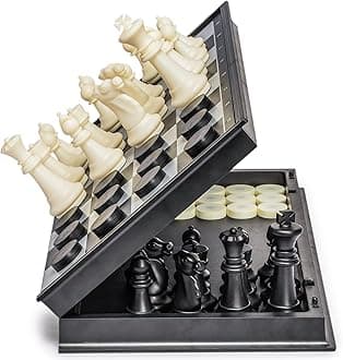 Large 2-in-1 Travel Magnetic Chess and Checkers Game Set