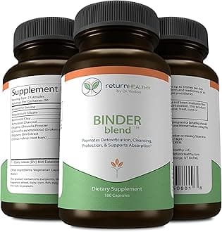 Binder Blend - Toxin Binder Supplement, Detox Capsules for a Healthy Gut - 180 Capsules - 90 Servings - 960mg Activated Charcoal & 480mg Organic Chlorella - Bloating Relief - Bentonite Clay, 3 Pack