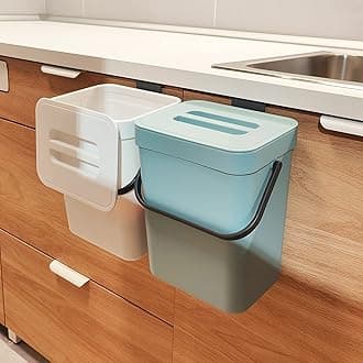 stonespace Compost Bin Indoor Kitchen Sealed, Mountable Compost Bucket, Hanging Food Waste Bin for Kitchen,1.3 Gallon/ 5L Blue