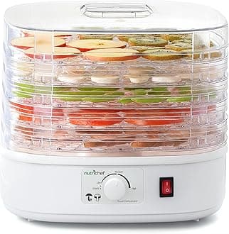 Nutrichef Food Dehydrator Machine | Multi-Tier Appliance for Home Use | Perfect for Beef Jerky, Fruits, Vegetables & Dog Treats | High-Heat Circulation | 5 Stackable Trays
