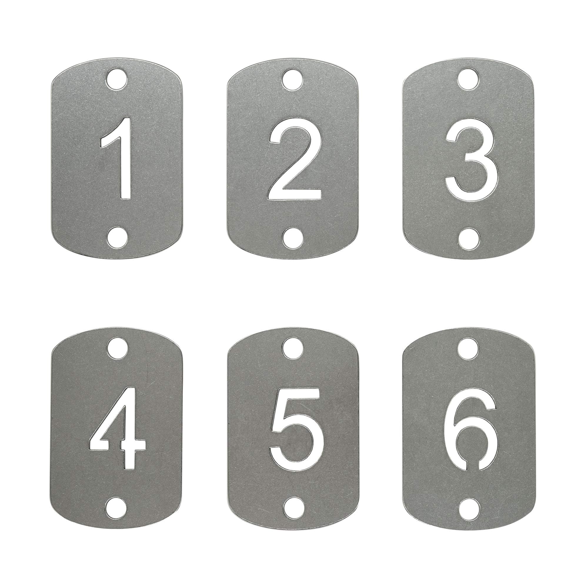 Rectangular Hollowed Stainless Steel Number Tags Key Tags with Two Holes (1-10)