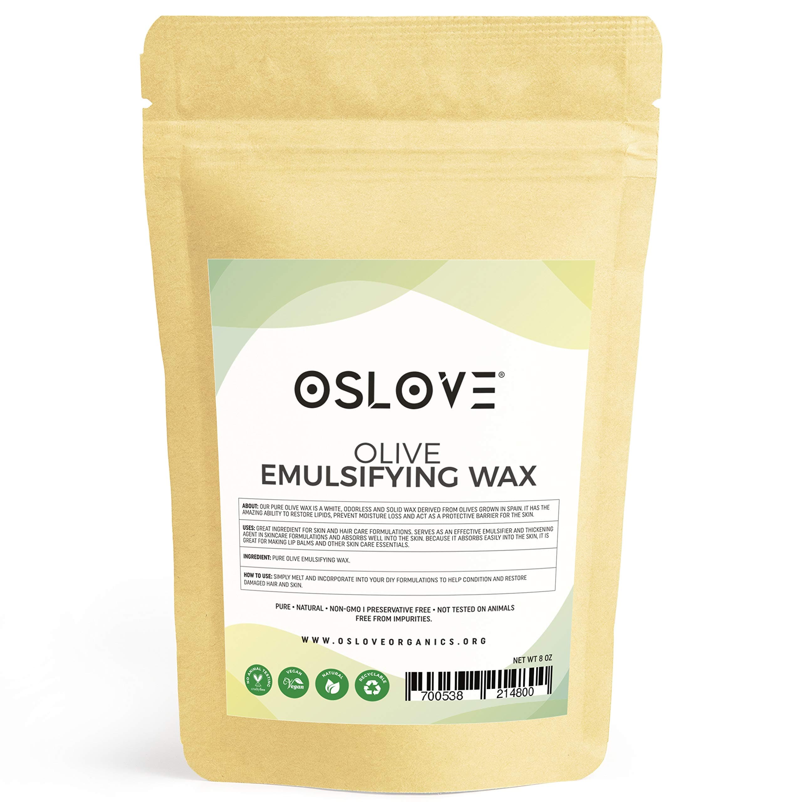 Pure Olive Emulsifying Wax-8oz by | Light emulsifier for face serums, leave in conditioners and face cremes.