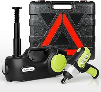 Electric Car Jack Kit 5 ton 12V Hydraulic Car Jack Lift (Lifting Range: 5.3-14.17inches) with Impact Wrench Inflator Pump for Car SUV Sedan MPV, LCD Display and Tire Pressure Monitor