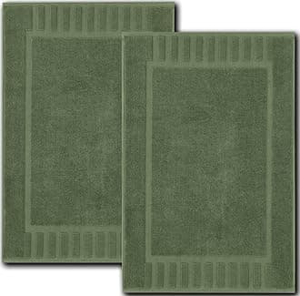 Luxury Bath Mat Floor Towel Set - Absorbent Cotton Hotel Spa Shower/Bathtub Mats [Not a Bathroom Rug] 22"x34" | 2 Pack | Forest Green