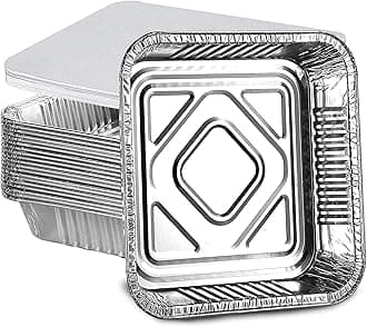 HomeSmith 10 Pack Aluminium Foil Trays with Lids Containers Strong and Large Tin Foil Food Take Away Container Disposable Food Take Out Box with Lid|3 Litre |