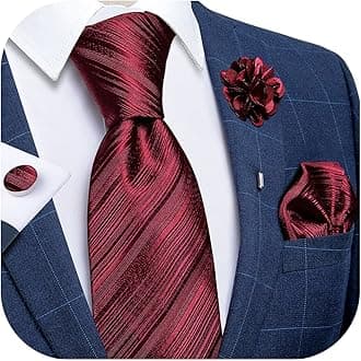 DiBanGu Silk Ties for Men Necktie and Lapel Pin Brooch Set Formal Woven Paisley Plaid Striped Solid Tie Wedding Party