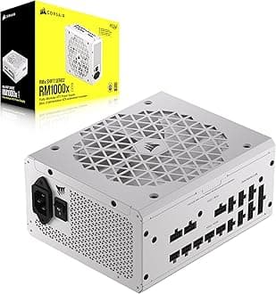 RM1000x ATX Fully Modular Modular Side Interface Switching Power Supply with ATX 3.0 and PCIe 5.0 Compatible RPM Fan Mode Efficiency 80 Plus Gold White