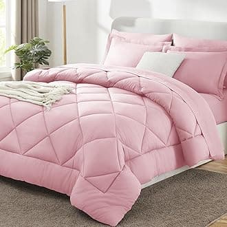 CozyLux Queen Comforter Set Pink - Bed in a Bag Queen Size 7 Pieces, Luxury Soft Bed Set for All Seasons, Bedding Set with Down Alternative Comforter, Sheets, Pillowcases & Shams