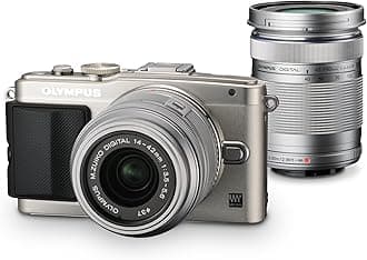 Olympus Mirrorless SLR E-PL6 with ED 14-42mm f/3.5-5.6 and ED 40-150mm f/4.0-5.6 Lens Kit (Silver) - International Version