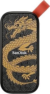 1TB Portable SSD, Dragon Edition - Up to 800MB/s, USB-C, USB 3.2 Gen 2, Updated Firmware - External Solid State Drive - ‎SDSSDE30-1T00-GD25